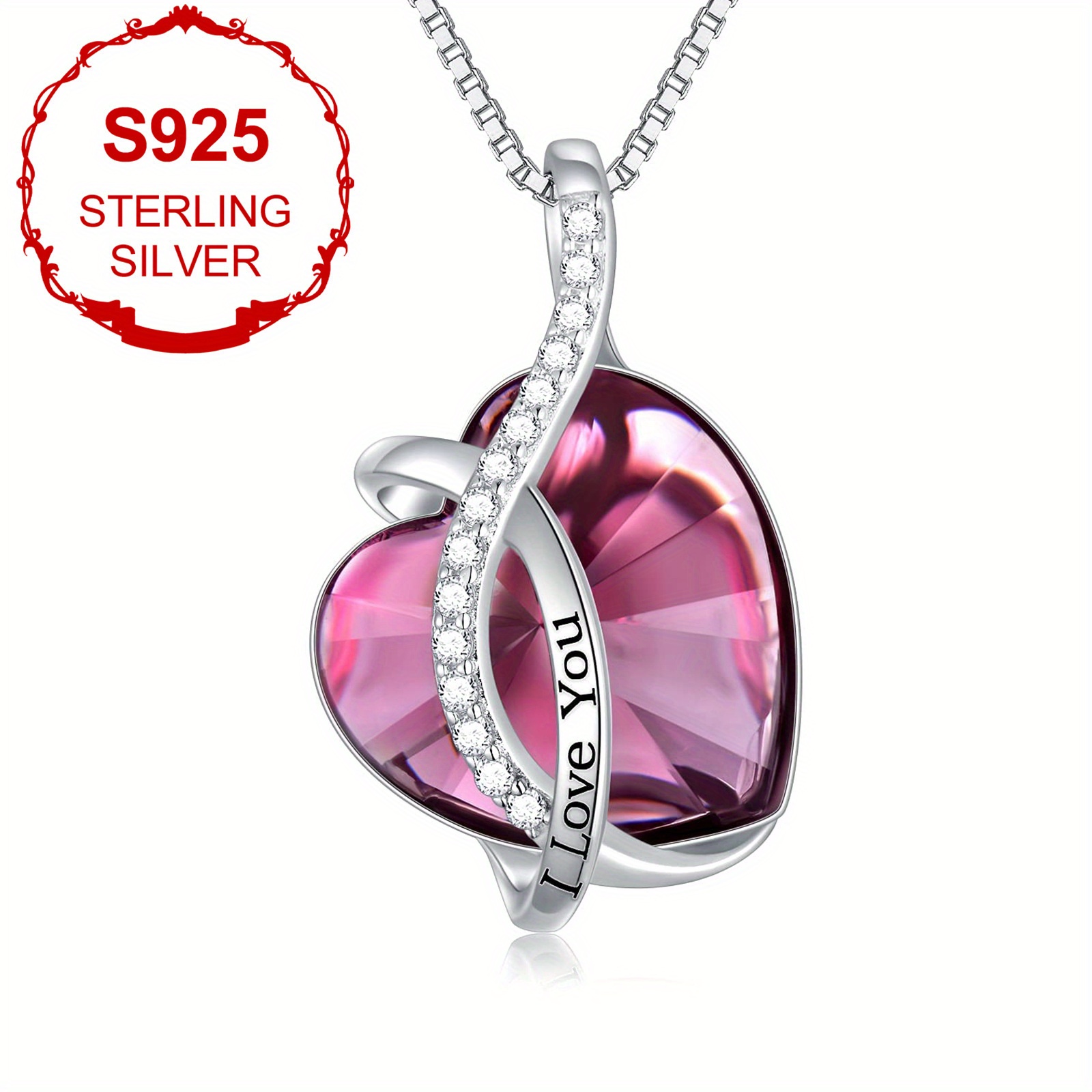 Women's Birthstone Love Necklace — S925 Silver